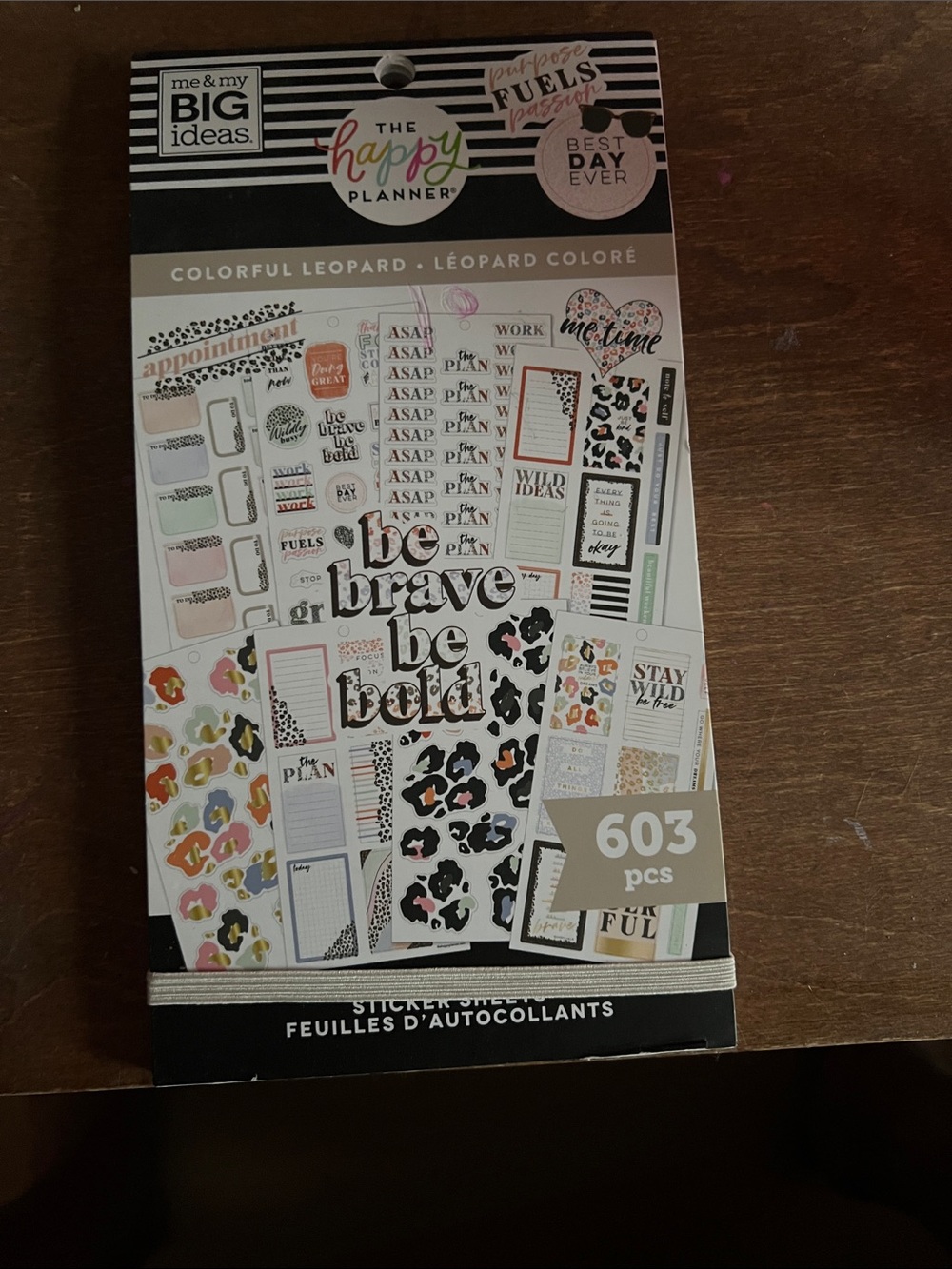 The Happy Planner Colorful Leopard Sticker Book - some stickers used